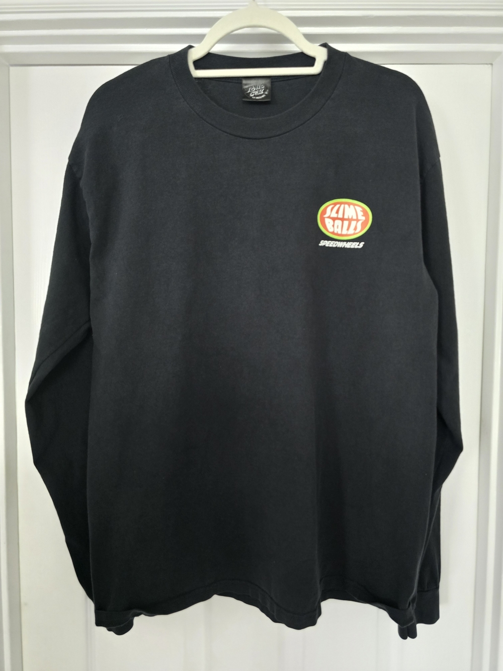Santa Cruz Slime Balls Speedwheels LS T-shirt 100% Cotton Black Size Large